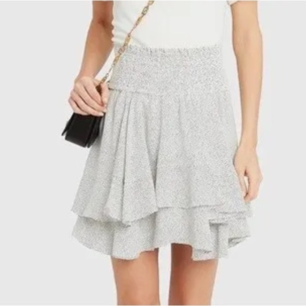 A.L.C. The Vera silk crepe mini skirt in speckled white ruffle Skirt Size 6